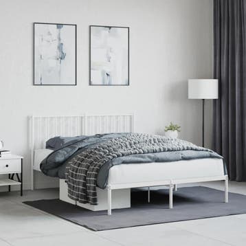 vidaXL Bedframe met hoofdbord metaal wit 140x200 cm, Verzenden, Nieuw