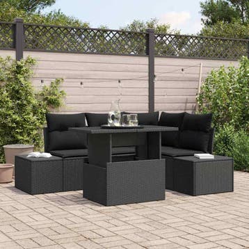 vidaXL Tuinbank Set 5 st Zwart poly rattan, Verzenden, Nieuw