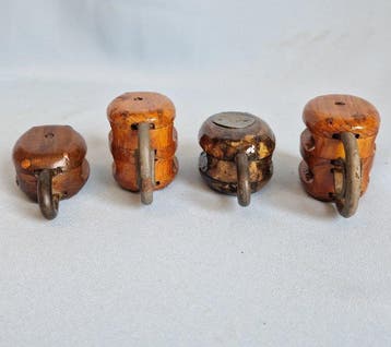 Poulies / blocs, Ship’s pulley (4) - Laiton, Bois, Fer