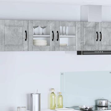 vidaXL Wandglas Kasten PORTO Beton Grijs 80 x 31 x 40 cm, Verzenden, Nieuw