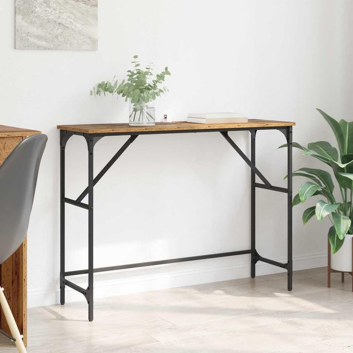 vidaXL Wandtafel Oudhout 100 x 32 x 75 cm Bewerkt hout, Maison & Meubles, Chambre à coucher | Tables de chevet, Envoi