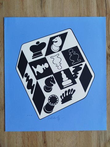 Victor Vasarely (1906-1997) - Schach Blau