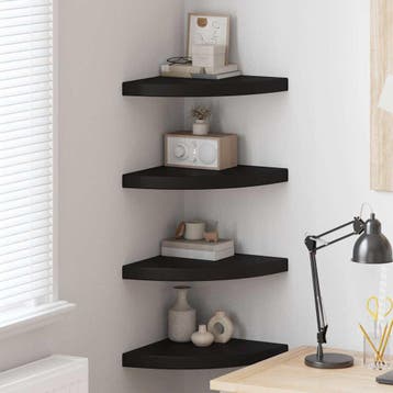 vidaXL Hoekschappen zwevend 4 st 35x35x3,8 cm MDF zwart, Verzenden