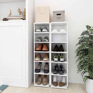 vidaXL Schoenenkasten 2 st 27,5x27x102 cm bewerkt hout wit, Verzenden