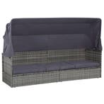 vidaXL Tuinbed met luifel 205x62 cm poly rattan grijs, Tuin en Terras, Verzenden, Nieuw