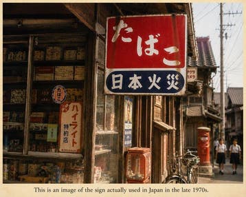 Zeldzaam dubbelzijdig Japans emaille tabakswinkelbord –