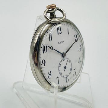 Cyma - Open Face Pocket Watch Breguet Numerals & Hands Small, Handtassen en Accessoires, Nieuw