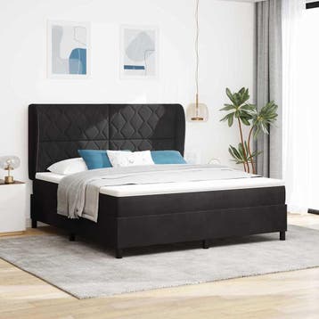 vidaXL Boxspring bed met hoofdeinde Zwart 200 x 180 cm, Verzenden