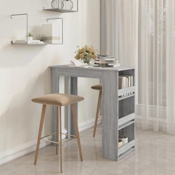 vidaXL Bartafel met opbergrek 102x50x103,5 cm hout grijs, Verzenden