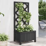 vidaXL Plantenbak met latwerk massief vurenhout zwart, Tuin en Terras, Verzenden, Nieuw