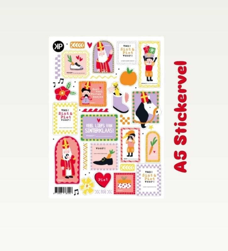 1 stickervel sinterklaas feest - sint (Stickervellen), Hobby & Loisirs créatifs, Autocollants & Images, Enlèvement ou Envoi