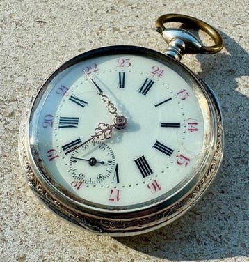 Antique Silver Swiss Pocket Watch - 0.800 - ca. 1890-1900 -