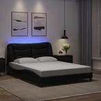 vidaXL Bedframe met LED zonder matras Hvar zwart 140x190, Verzenden, Nieuw