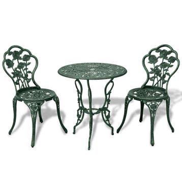 vidaXL 3-delige Bistroset gietaluminium groen, Tuin en Terras, Verzenden, Nieuw