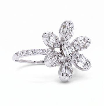 Cocktailring - 14 karaat Witgoud - 0.95ct. tw. Diamant
