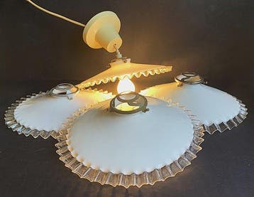 Lampe (4) - opaline, verre, métal - Lampes suspendues