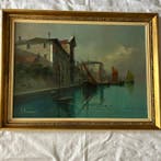 Aldo Marangoni (XIX-XX) - Venezianische Kanalszene mit, Antiek en Kunst