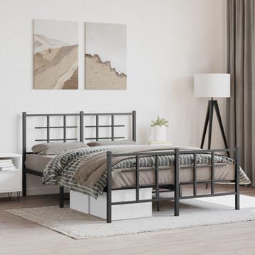vidaXL Bedframe met hoofd- en voeteneinde metaal zwart, Verzenden