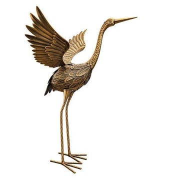sculptuur, Bronze Crane – Sophisticated Metal Garden Artwork, Antiquités & Art