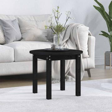 vidaXL Salontafel Ø 55x45 cm massief grenenhout zwart, Huis en Inrichting, Verzenden, Nieuw