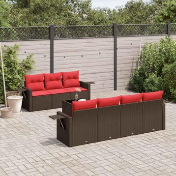vidaXL 8-delige tuinbankset met kussens, bruin polyrotan, Verzenden