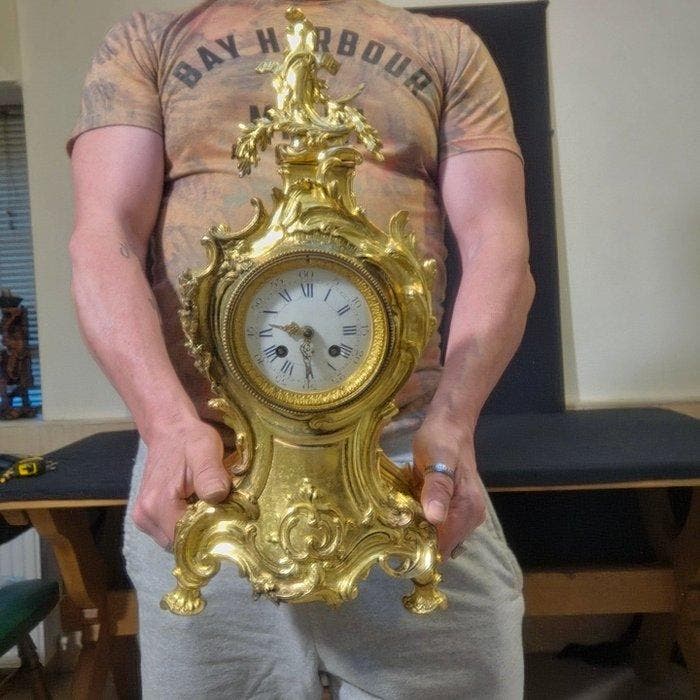 Tafelklok Rococo stijl - Verguld brons - 1850-1900 - Top in, Antiquités & Art, Antiquités | Horloges