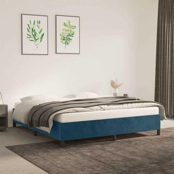 vidaXL Bedframe zonder matras 160x200 cm fluweel donkerblauw, Verzenden