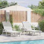 vidaXL Ligstoel 2 pcs Wit 195,5 x 53 x 98,5 cm Polyetheen, Verzenden, Nieuw