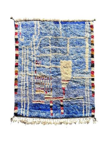 Blauw Marokkaans modern Berber Mrirt tapijt - Vloerkleed -, Nieuw
