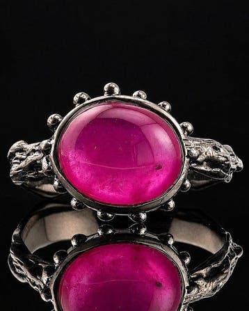 Roze robijnring - 925 sterlingzilver - oval