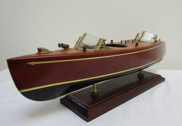 Modelboot - Houten speedbootmodel - 1950s triple cockpit, Nieuw