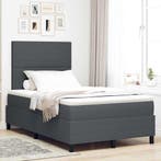 vidaXL LED Box Spring Bed Donkergrijs en Wit 120 x 200 cm, Verzenden, Nieuw