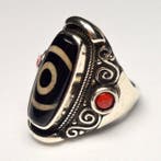 Perle DZI tibétaine - talisman - Bague