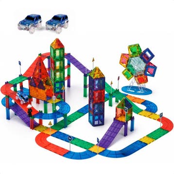 Magnetic tiles racebaan 110 stuks - Magnetische tegels -, Verzenden, Zo goed als nieuw