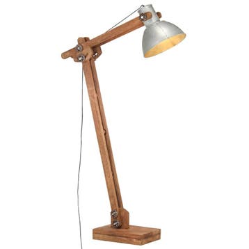 vidaXL Vloerlamp E27 massief mangohout zilverkleurig, Verzenden, Nieuw