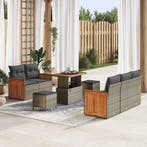 vidaXL Tuinbank Set 8 pcs Grijs Poly Riet en Poedergecoat, Verzenden