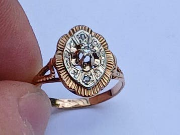 Bague - 18 carats Or jaune, Or blanc - Bague 2 Or avec, Bijoux, Sacs & Beauté