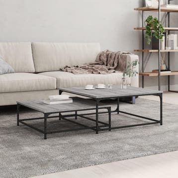 vidaXL 2-delige Tafeltjesset bewerkt hout grijs sonoma, Verzenden