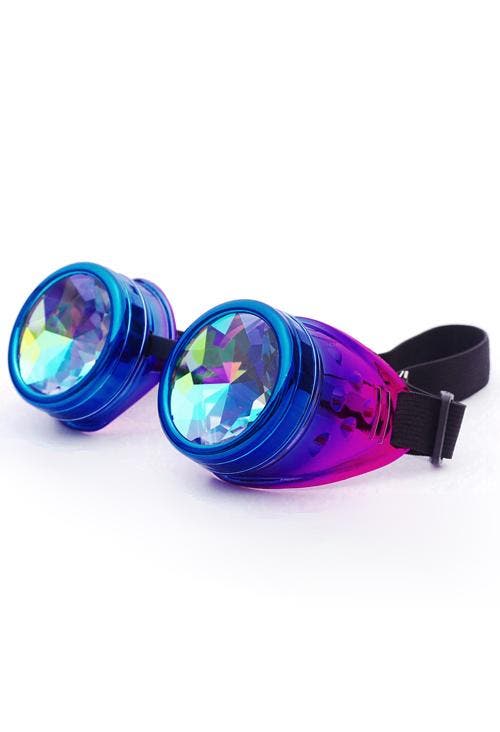 KIMU® Goggles Steampunk Bril Blauw Paars Montuur Caleidoscoo, Kleding | Dames, Carnavalskleding en Feestkleding, Nieuw, Ophalen of Verzenden