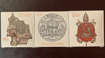 Vaticaan. 5 Euro / 10 Euro 2021 (3 Silver coins gilded)