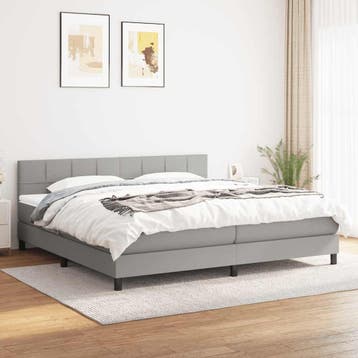 vidaXL Boxspring met matras stof lichtgrijs 160x200 cm, Verzenden