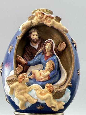 House of Faberge 24 Karat Gold Plated Imperial Nativity Egg