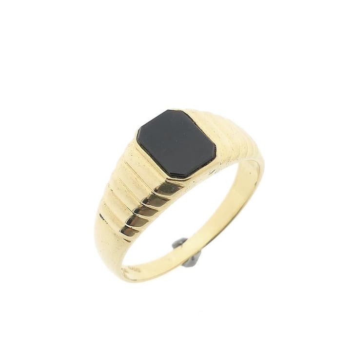 Gouden zegelring met onyx, Bijoux, Sacs & Beauté, Bagues, Enlèvement ou Envoi