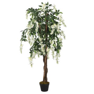 vidaXL Kunstplant wisteria 840 bladeren 150 cm groen en wit, Huis en Inrichting, Verzenden, Nieuw