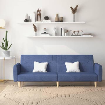 vidaXL Slaapbank / zetel 2-zits stof blauw, Verzenden