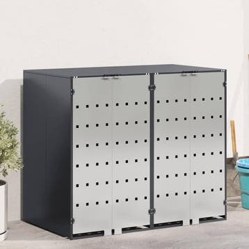 vidaXL Wheelie Bin opslag voor 3 bakken Roestvrij staal, Verzenden