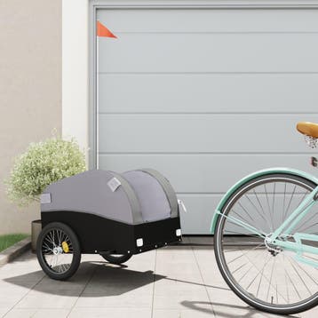 vidaXL Fietstrailer 30 kg ijzer zwart en grijs, Verzenden, Nieuw