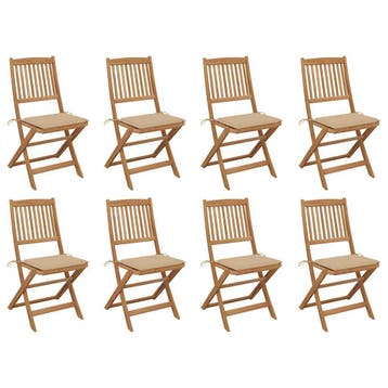 vidaXL Tuinstoelen 8 st inklapbaar met kussens massief, Verzenden, Nieuw