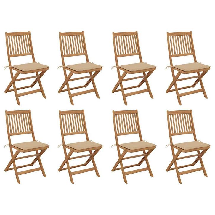 vidaXL Tuinstoelen 8 st inklapbaar met kussens massief, Jardin & Terrasse, Chaises de jardin, Envoi
