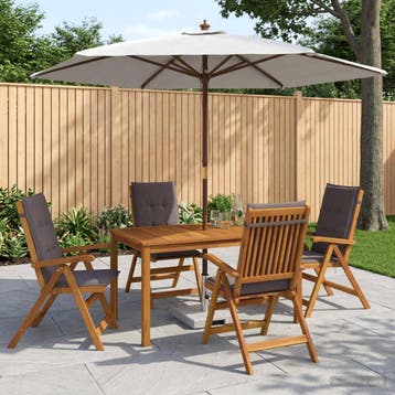 vidaXL Buiten Eetset met Parasol 6 st 4-zits Antraciet, Verzenden, Nieuw